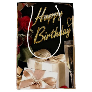 Luxus Champagner Gold Konfetti Muster | Elegant C Mittlere Geschenktüte