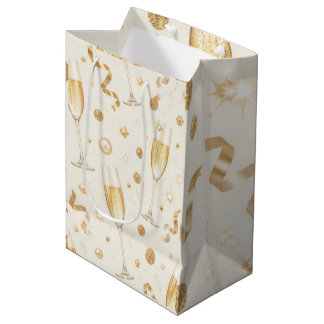 Luxus Champagner Gold Konfetti Muster | Elegant C Mittlere Geschenktüte
