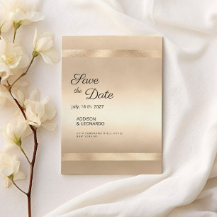 Luxus Champagner Gold minimalistisch Save the Date Einladung