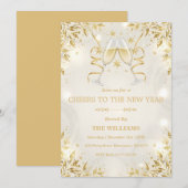 Luxus Champagner & Gold Neujahrsfeier Einladung (Vorne/Hinten)