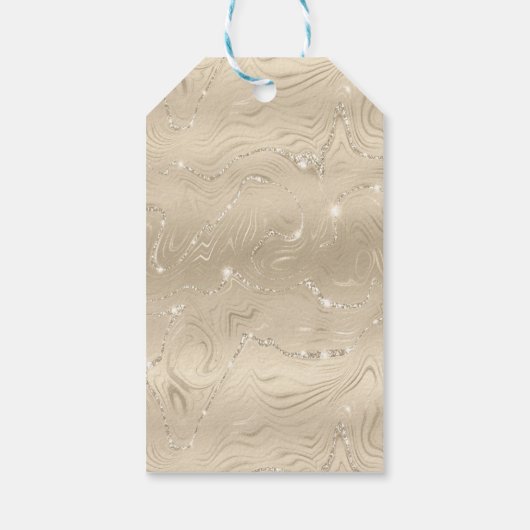 Luxus Champagner Hintergrund Beige Glitzer Geschenkanhänger (Rückseite)
