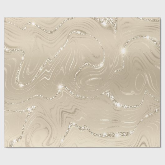 Luxus Champagner Hintergrund Beige Glitzer Geschenkpapier (Flach)