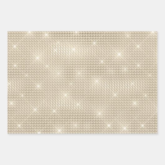 Luxus Champagner Hintergrund Beige Glitzer Geschenkpapier Set (Vorderseite 3)