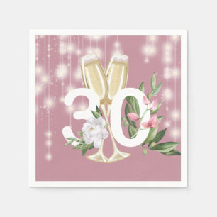 Luxus Champagner Pink 30. Geburtstag Serviette