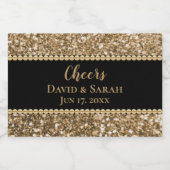 Luxus Cheers Mini Sparkling Wine Gold Glitzer Pea Schaumweinetikett (Einzelnes Label)