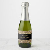 Luxus Cheers Mini Sparkling Wine Gold Glitzer Pea Schaumweinetikett (Vorderseite)