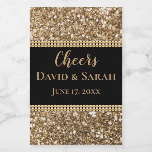 Luxus Cheers Mini Wine Label Gold Glitzer Perlen Weinetikett (Einzelnes Label)