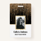 Luxus Chic Black Gold Funkelnd Glitzer Fringe Ausweis (Vorderseite)