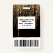 Luxus Chic Black Gold Funkelnd Glitzer Fringe Ausweis (Rückseite)