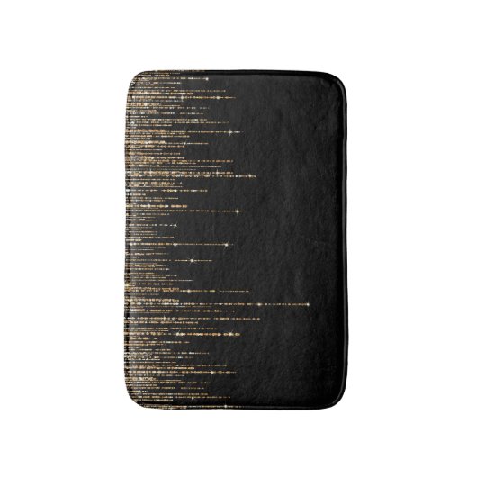 Luxus Chic Black Gold Funkelnd Glitzer Fringe Badematte (Vorderseite Vertikal)
