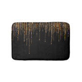 Luxus Chic Black Gold Funkelnd Glitzer Fringe Badematte (Vorderseite)
