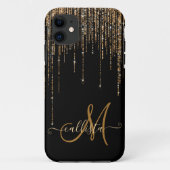 Luxus Chic Black Gold Funkelnd Glitzer Fringe Case-Mate iPhone Hülle (Rückseite)