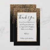 Luxus Chic Black Gold Funkelnd Glitzer Fringe Dankeskarte (Vorne/Hinten)