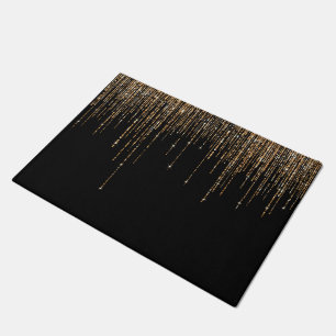 Luxus Chic Black Gold Funkelnd Glitzer Fringe Fußmatte