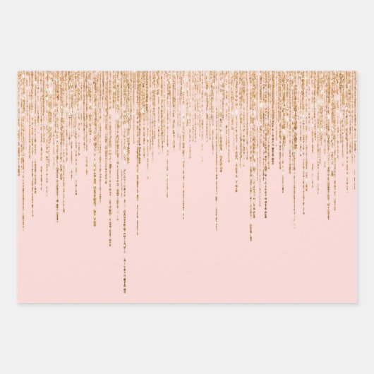 Luxus Chic Black Gold Funkelnd Glitzer Fringe Geschenkpapier Set (Vorderseite 3)