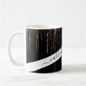 Luxus Chic Black Gold Funkelnd Glitzer Fringe Kaffeetasse (Links)