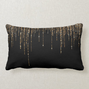 Luxus Chic Black Gold Funkelnd Glitzer Fringe Lendenkissen