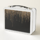 Luxus Chic Black Gold Funkelnd Glitzer Fringe Metall Brotdose (Rückseite)