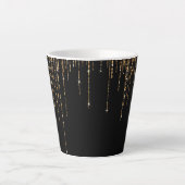 Luxus Chic Black Gold Funkelnd Glitzer Fringe Milchtasse (Vorderseite)