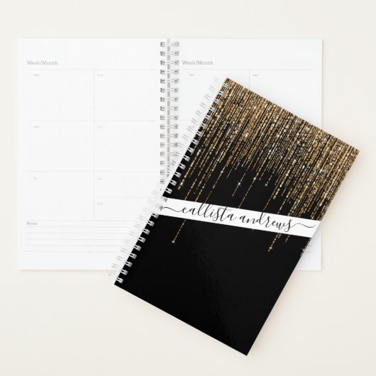 Luxus Chic Black Gold Funkelnd Glitzer Fringe Planer (Anzeige)