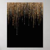 Luxus Chic Black Gold Funkelnd Glitzer Fringe Poster (Vorne)