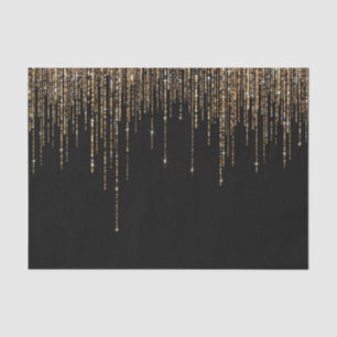 Luxus Chic Black Gold Funkelnd Glitzer Fringe Seidenpapier
