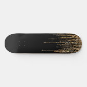 Luxus Chic Black Gold Funkelnd Glitzer Fringe Skateboard (Horizontal)