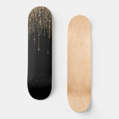 Luxus Chic Black Gold Funkelnd Glitzer Fringe Skateboard (Vorderseite)
