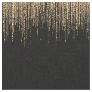 Luxus Chic Black Gold Funkelnd Glitzer Fringe Stoff