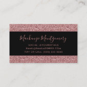 Luxus Chic Black Rose Gold Sparkle Glitzer Tropfen Visitenkarte (Rückseite)