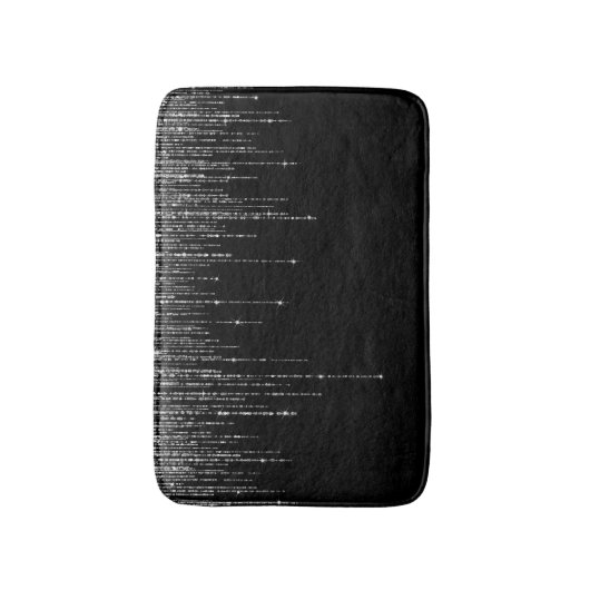 Luxus Chic Black Silver Funkelnd Glitzer Fringe Badematte (Vorderseite Vertikal)