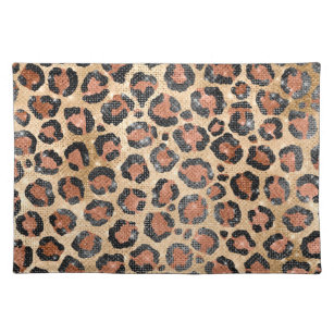 Luxus Chic Gold Black Brown Leopard Tierdruckerei Stofftischset