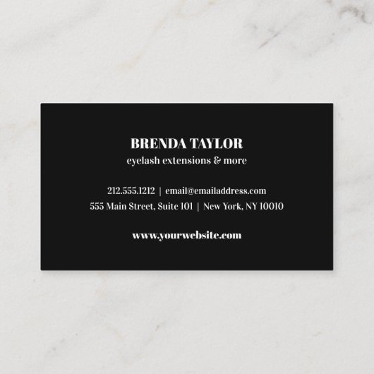 Luxus Chic Gold Eyelash Brow Bar beruflich Visitenkarte (Rückseite)