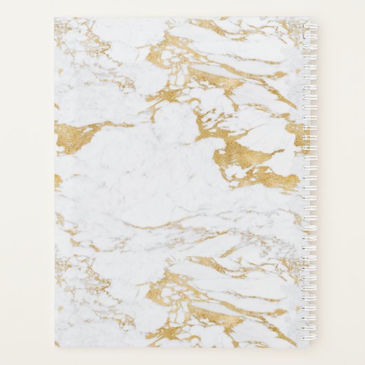 Luxus Chic Gold Foil Marmor Monogram Planer (Rückseite)