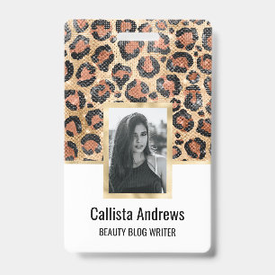 Luxus Chic Gold Schwarz Braun Leopard Animal Print Ausweis