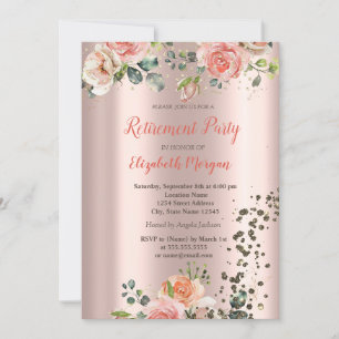 Luxus Chic Rosen Diamanten Konfetti Ruhestand Einladung