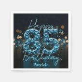 Luxus Chic Sapphire Blau und Schwarz 85. Geburtsta Serviette (Vorderseite)