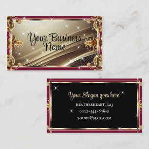 Luxus Chic Schwarz Gold Burgund Rot Ombre Verziert Visitenkarte