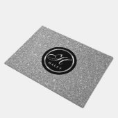 Luxus Chic Silber Grau Glitter Monogramm Anfangsbu Fußmatte (Schrägansicht)