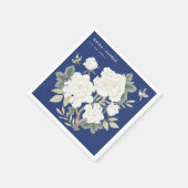 Luxus Chinoiserie Navy Blue Ivory Blumenzehen Serviette (Ecke)