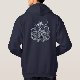 Luxus-Chrom-Oktopus mit Saphir-Augen auf der Rücks Hoodie