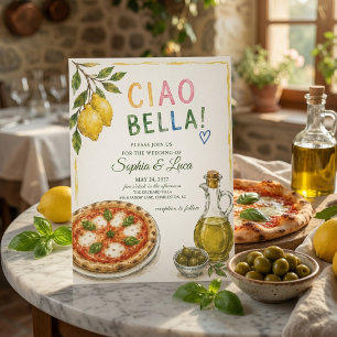 Luxus-Ciao-Bella-Italienische-Pizza-und-Olivenöl Einladung