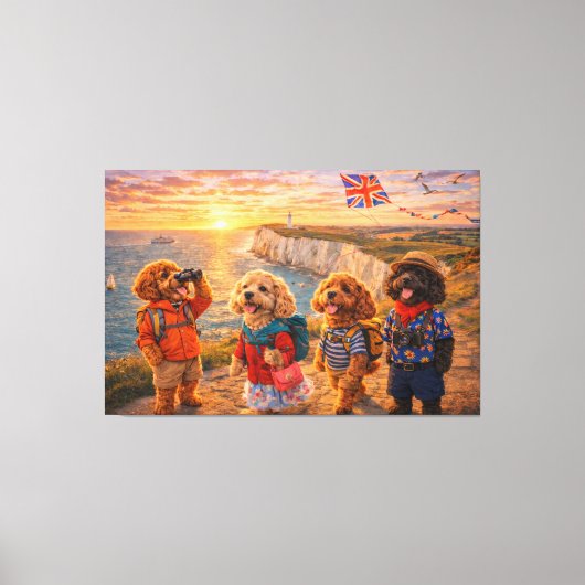 Luxus Cockapoo Britische Küstenwand Kunst Leinwand (Vorderseite)