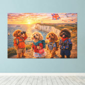 Luxus Cockapoo Britische Küstenwand Kunst Leinwand (Insitu (Holzboden))