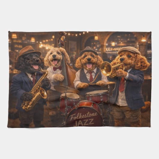 Luxus-Cockapoo-Jazzband  Druck Geschirrtuch (Horizontal)