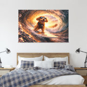 Luxus Cockapoo Surf Leinwand – Ocean Dog Art (Insitu (Schlafzimmer))