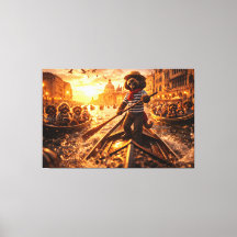 Luxus Cockapoo Venedig Gondel Wandkunst Leinwand
