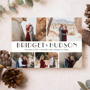 Luxus-Collage Editierbare Farbe Save The Date Kart Einladung