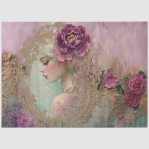 Luxus-Collage Shabby Chic Mixed-Media-Porträtkunst Seidenpapier