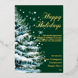 Luxus Corporate Snow Evergreen Urlaubskarte Folien Feiertagskarte